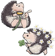 hedgehogcouple, bridehedgehog, decorativebadge, irononpatch