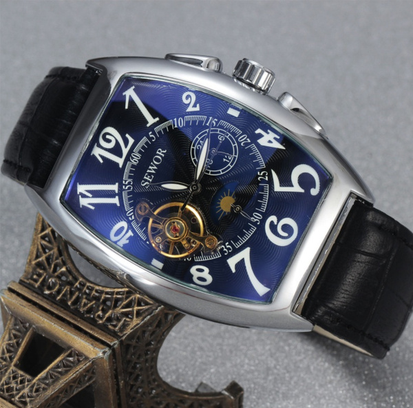 Fashion Mens Fully Automatic Mechanical Watch Square Calendar Waterproof  Hollow Business Watch | Save Money Temu | Temu