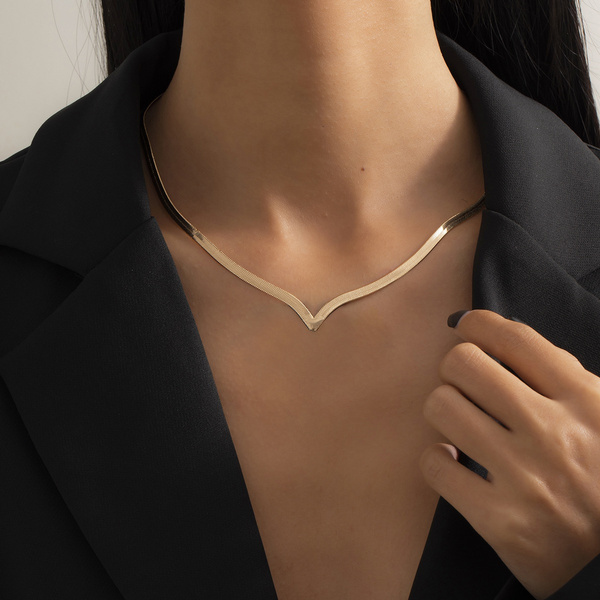 Women Necklace V-shaped Gold Blade 