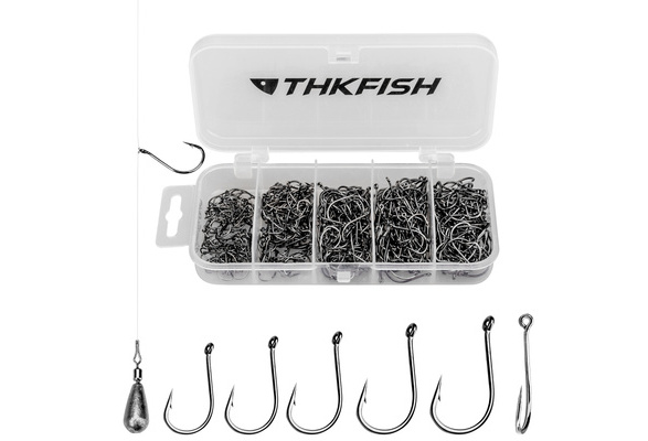 THKFISH 250pcs Box Fishing Hooks Split Shot Hook Drop Shot Hooks