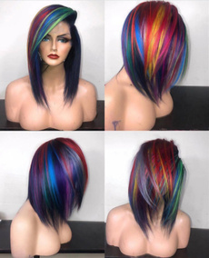 wig, rainbow, Cosplay, fashion wig