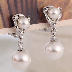 earcuffclip, korea, pearls, wedding earrings