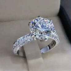 White Gold, DIAMOND, wedding ring, 925 silver rings