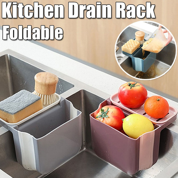 Kitchen Sink Strainer Drain Rack Foldable and Soap Sponge Holder