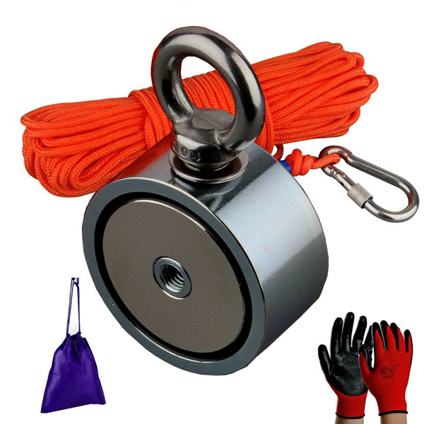 265lbs*2 Strong Fishing Magnet Kit N52 Sea River Metal Recovery Detect 20M Rope 