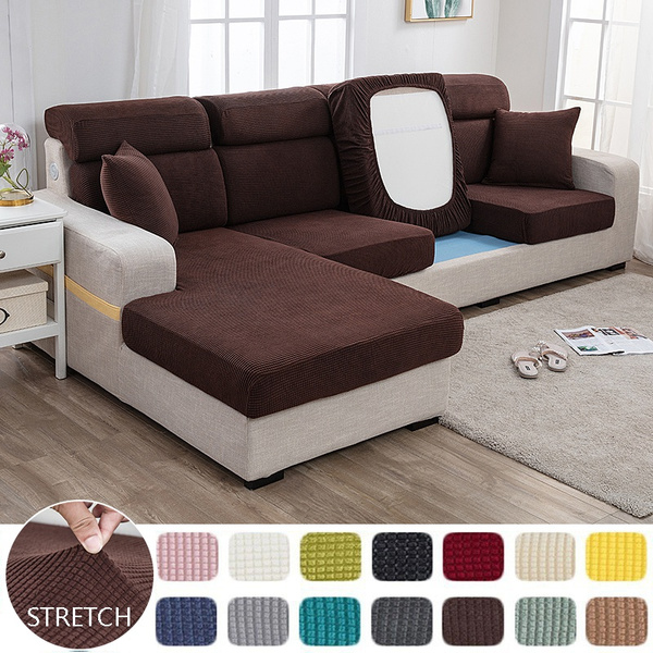 High Quality 12 Color 1/2/3 Seater Sofa Cushion Set Elastic Jacquard  Polyester Spandex Sofa Seat Cover Solid Color Double Sofa Chair Cushion  Sofa