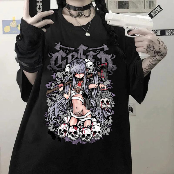 Punk Dark Aesthetic T-shirt  Aesthetic t shirts, Harajuku outfits