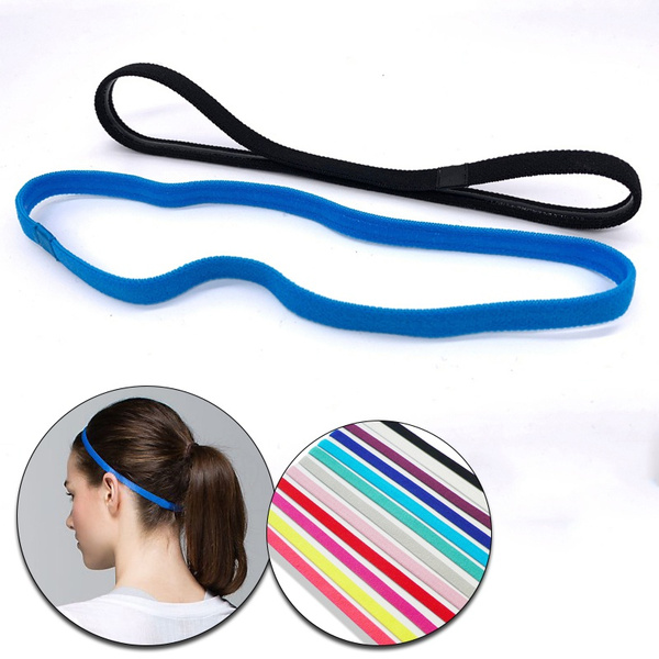 1 Pcs Women Sweatbands Football Yoga Pure Hair Bands Anti-slip Elastic  Rubber Thin Sports Headband Men Hair Accessories Headwrap