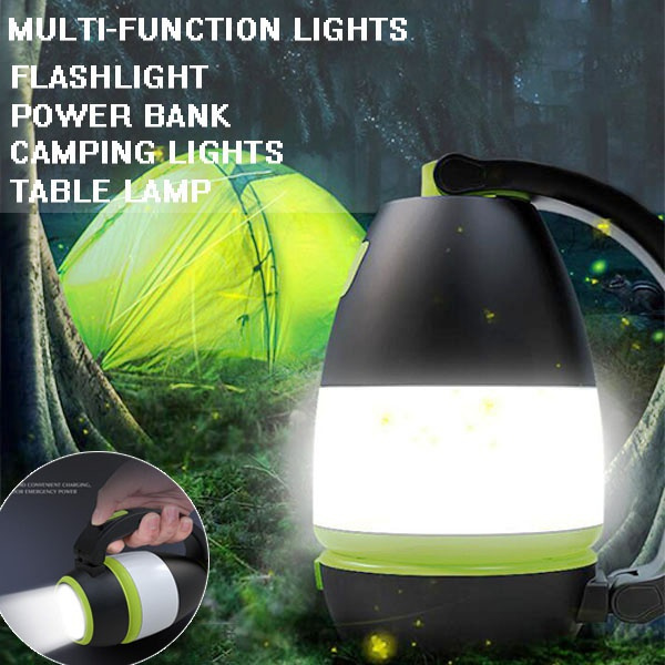 Led Camping Lantern & Usb Rechargeable Flashlight With Power Bank Function