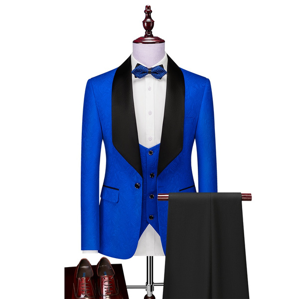 New Men's Fashion Men's Three-Piece Suit (Suit + Vest + Pants) Men's ...