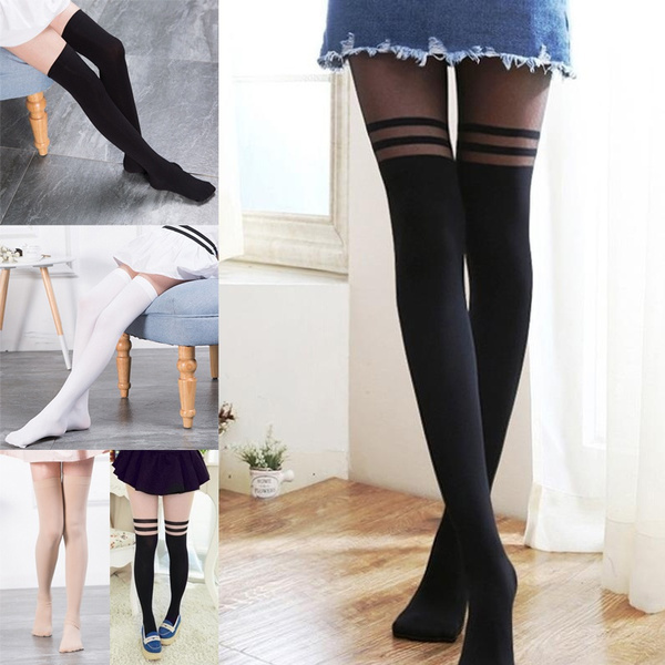 New Sexy Medias Striped Long Socks Women Over Knee Thigh High Over The Knee  Stockings Ladies Girls Warm Knee Socks