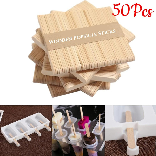 50Pcs Wooden Ice Cream Sticks Wooden Popsicle Sticks Wood Sticks