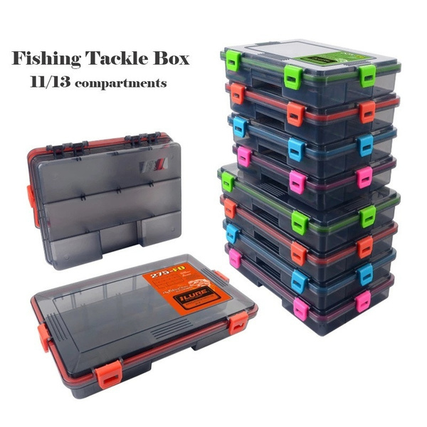 1Pc 23/28cm Waterproof Fishing Tackle Box 11/13 Compartments