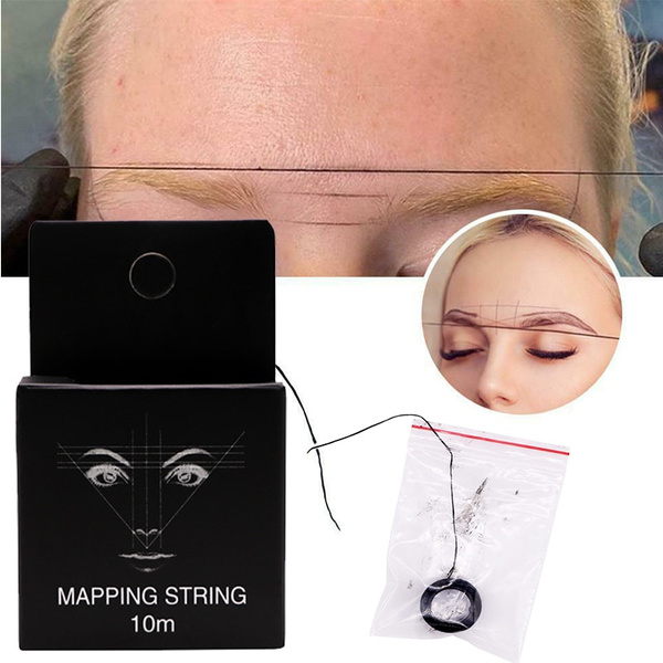 Walmeck 10m Thread Eyebrow Marker Thread Brows Point Pre-Inked Mapping  String Eyebrow Thread makeup Pre Inked PMU string 