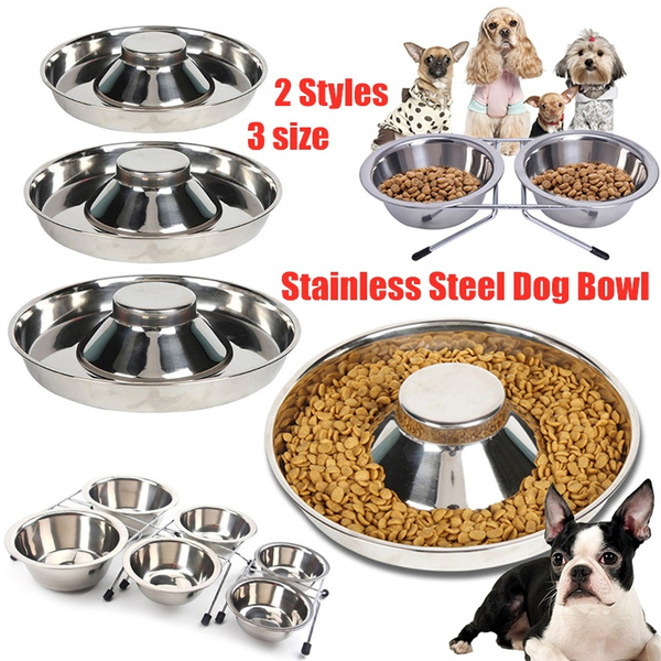 New Stainless Steel Food Water Dish Bowls Bowl Pet Feeder Dog Cat