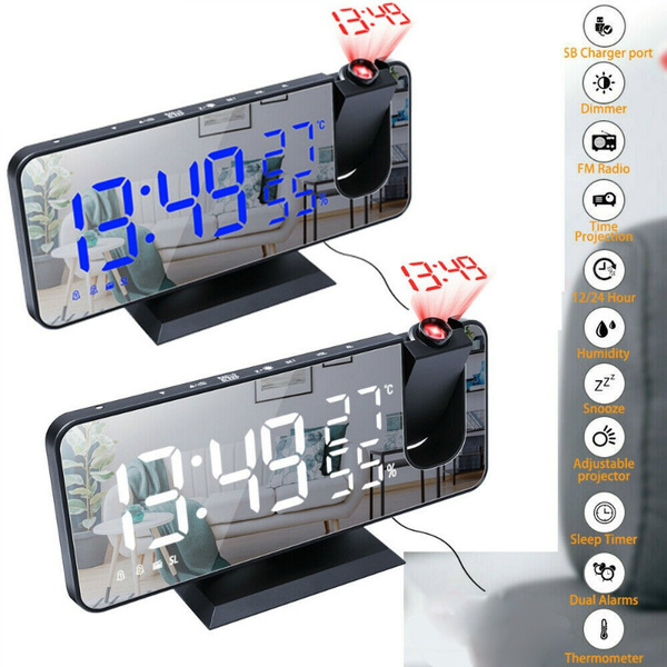 LED Digital Projection Alarm Clock Table Electronic Alarm Clock with