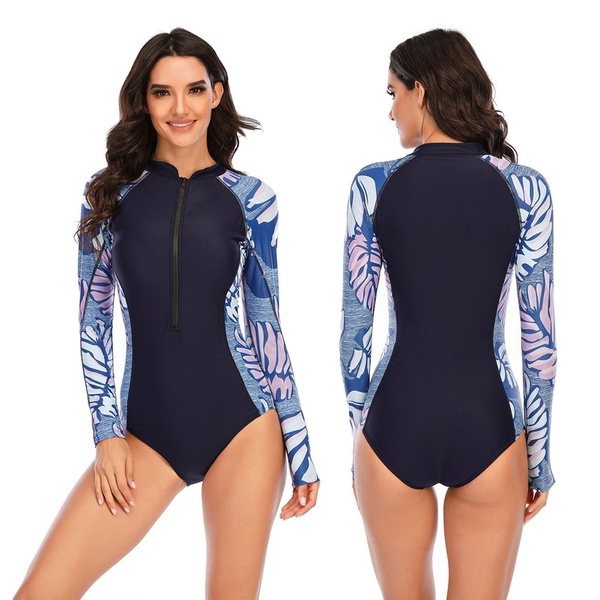 Long Sleeve Bathing Suit High Waisted One Piece Swimsuit Swimming Suit for  Women