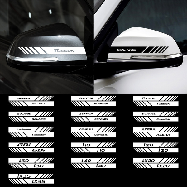 Auto Accessories Car Styling Decals 2PCS Car Stickers and Rear View Mirror  Side Decal Stripe for hyundai accent Elantra Tucson Solaris Sonata Santafe
