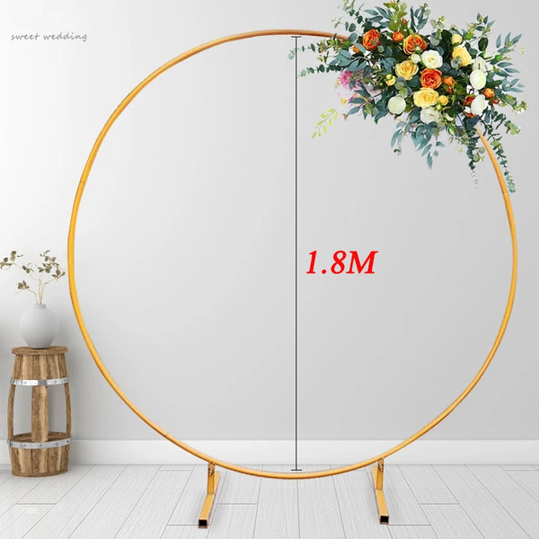 Happy Towns Circle Wedding Arch Background Wrought Iron Shelf Decorative Props Diy Round Party Background Shelf Flower With Framer,Gold,1M
