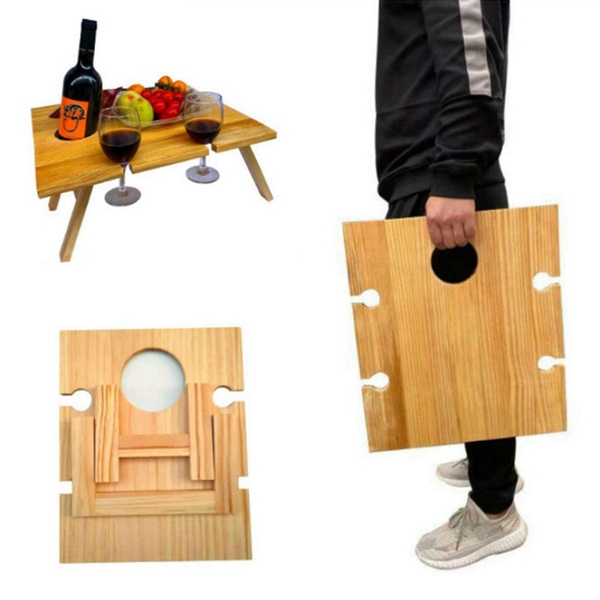 Wood Portable Wine Picnic Table