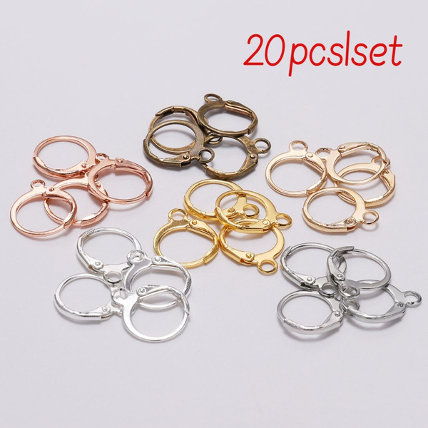 20pcs French Lever Earring Hooks Wire Settings Base Hoops For DIY Jewelry Making 