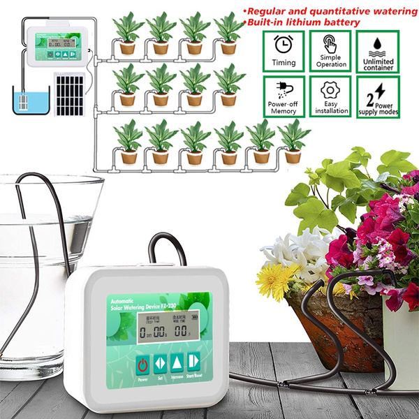 Solar Automatic Watering System, 23/41/59 PCS Indoor Outdoor Plant Self  Watering System Drip Irrigation Kit With Programmable Timer, LED Display &  Solar Power Recharge, Indoor Irrigation System For Potted Plants