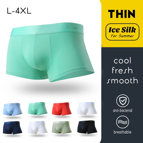 MIIOW Plus Size Mens Boxers for Men Thin Smooth Ice Silk Anti-bacterial Mens Shorts Boxer Summer Cool Clothes Lingerie, | Wish