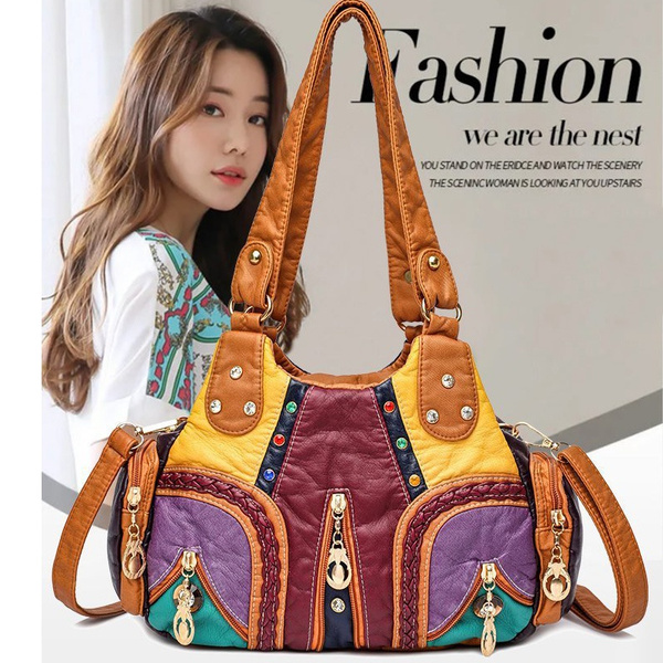 New Top handle Purses and Handbags for Women Middle Size Soft Pu