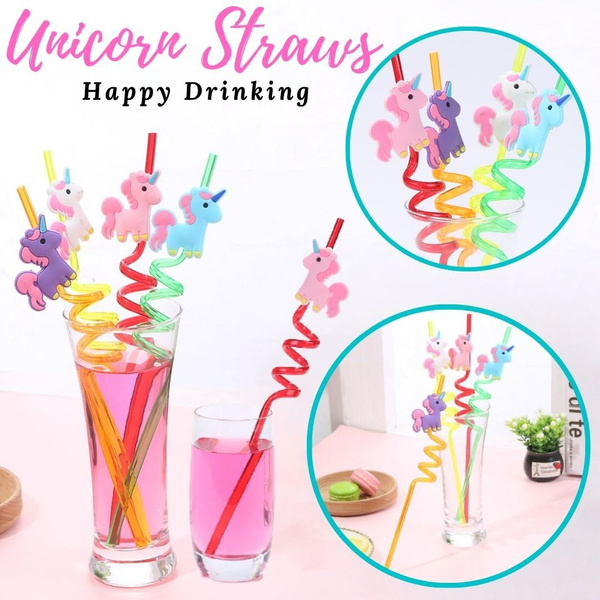 Unicorn Straws 4PCS, Party Decorations Supplies Girls Favors