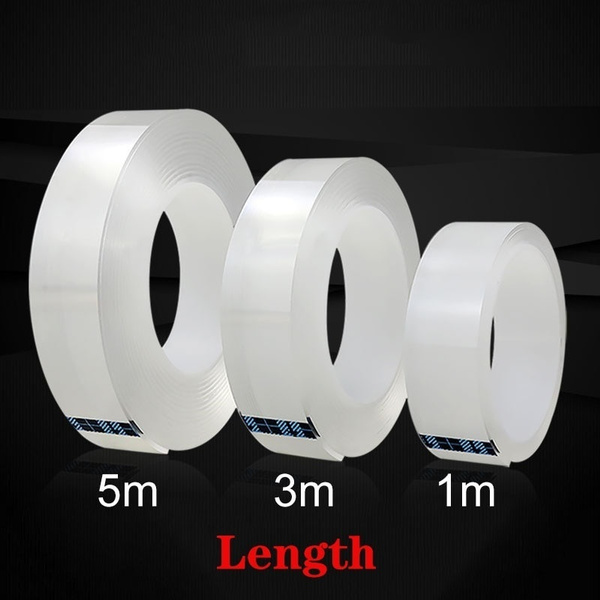 Multifunctional Double Sided Tape Nano Transparent No Trace Acrylic Magic  Tape Cleanable Reuse Waterproof Adhesive Tape (size:3cm Width* 1MM  Thickness)