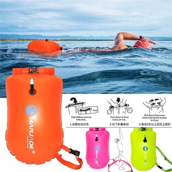 New Outdoor Open Water Swim Buoy PVC 20L with Storage Dry Bag Open ...