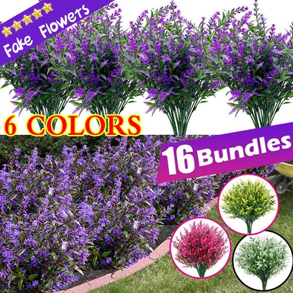 2/4/8/16 Bundles Outdoor Artificial Lavender Fake Flowers UV Resistant ...