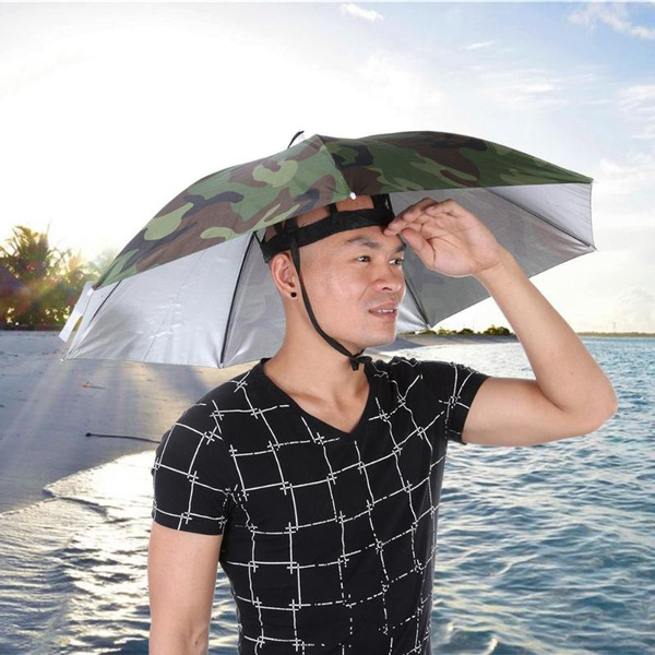 Portable Rain Umbrella Hat Army Green Foldable Outdoor Pesca Sun Shade  Waterproof Camping Fishing Headwear Cap Beach Head Hats