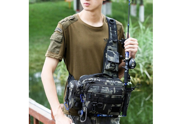 Multi-function Fishing Tackle Bags Big Shoulder Crossbody Bag Waist Pack  Fish