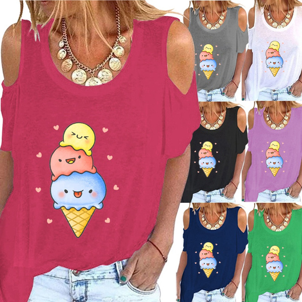 Fashion Casual Ice Cream Printed Loose 