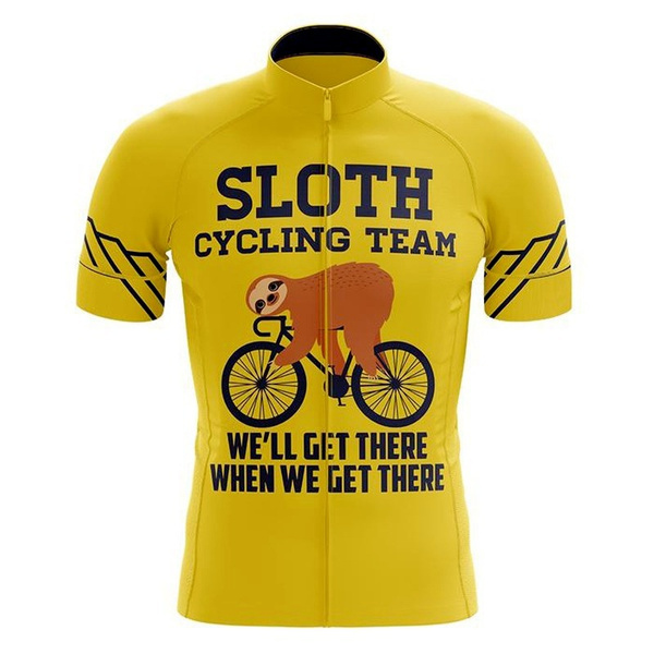 Sloth Yellow Funny Team Bicycle Shirt Men 2020 Summer Cycling Jersey Cycling Clothing MTB Jersey Bike Tops 