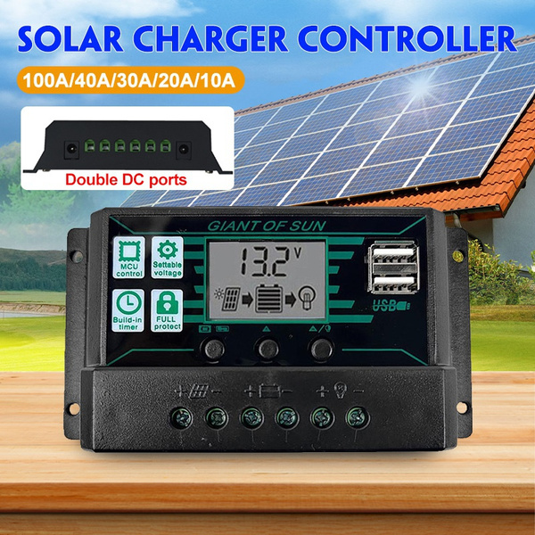 30A 20A 10A Solar Charge Controller Solar Panel 12V 24V Auto