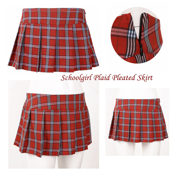 Women Japanese Schoolgirl Skirt Role Play Costume Mini Plaid Pleated Skirt Wish 