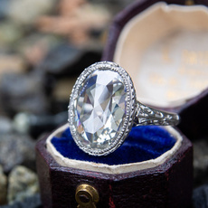 Jewelry, 925 silver rings, white, ovalcutring