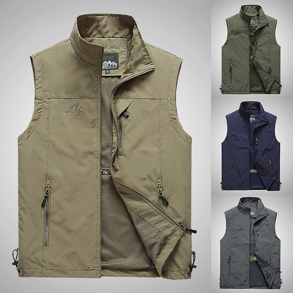 Waistcoat Jacket Men Quick-Drying Mesh Vest Ultralight Fishing Camping  Classic Male Sleeveless Coat Outdoor Work Reporter Photographer Fishing  Jackets Large Size Vests Summer Autumn Travel Clothes