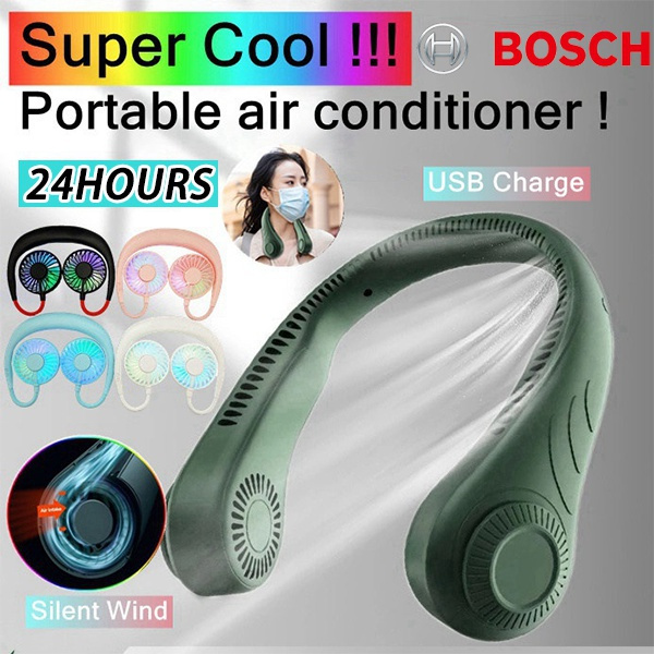 2022 Bosch New Lazy No Leaf No Tangled Hair Hanging Neck Fan USB  Rechargeable Wearable Neck Hanging Fan USB Rechargeable Adjustable Speed  Portable Silent Ventilator Running Hanging Neck Fan Travel Indoor and