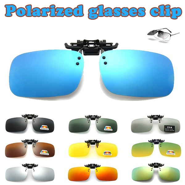 Night Vision Anti Glare Polarized Clip On Driving Glasses Sunglasses UV400 Lens 