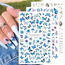 butterfly, Summer, nail decals, Flowers
