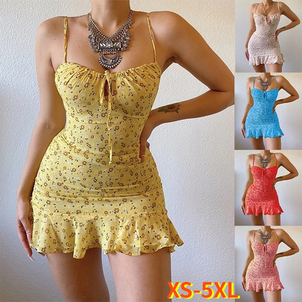 Summer Dresses For Women Fashion Casual Print Sling Sleeveless Short Dress