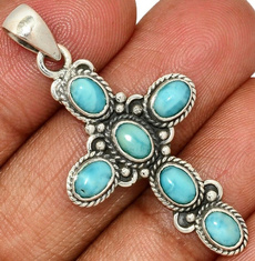 Sterling, Turquoise, Chain, Handmade