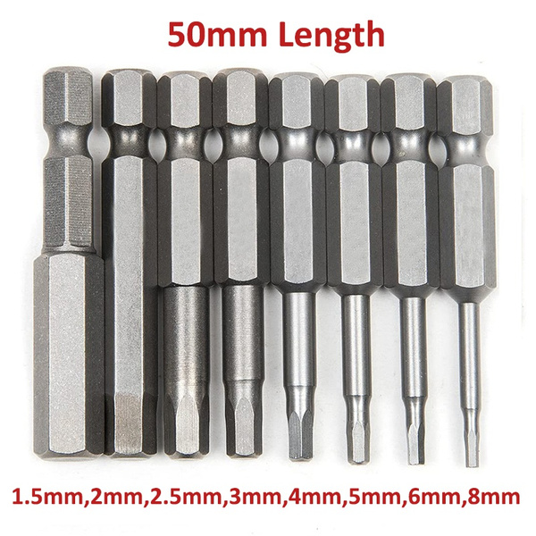 8pcs Hex Head Allen Wrench Drill Bits Set,50mm Length Metric Allen Screwdriver Bits
