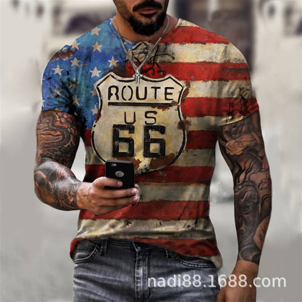 Camiseta Retro Con Cuello Redondo Y Manga Corta Con Estampad Camiseta Retro Con Cuello Redondo Y Manga Corta Con Estampad