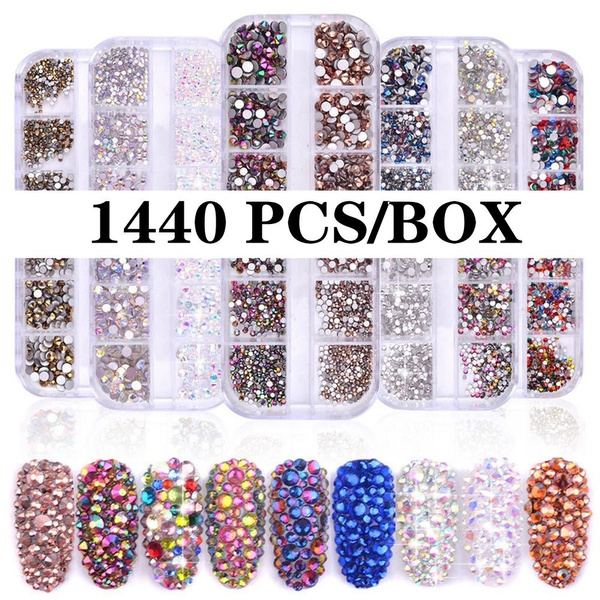 1440 PCS Flat Back Mixed Nail Art Crystals - 3D Nail Accessories - Nail Art  Crystals - Nail Rhinestones - Nail Diamonds - Rhinestones