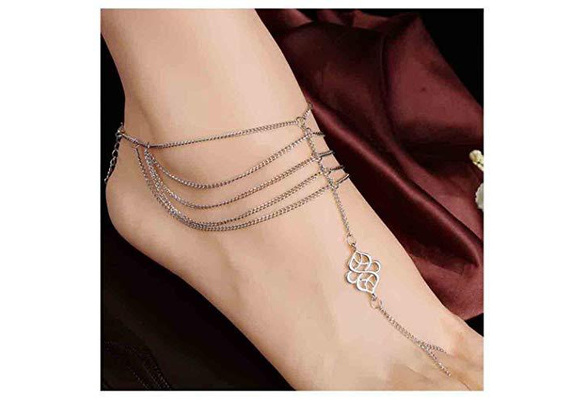 Olbye Knot Toe Ring Anklet Celtic Knot Silver Ankle Chain Bracelet Celtic Jewelry Bare Foot Sandal Anklets 1Pcs 
