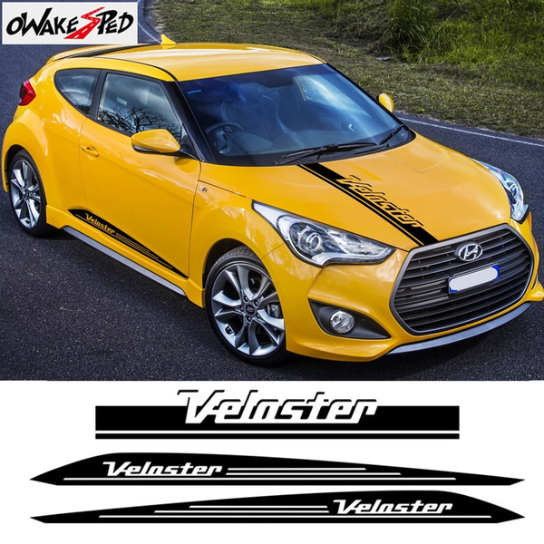 Car Sport Styling Hood Bonnet Stripes Decor Stickers Side Skirt Door Vinyl  Decals For-Hyundai Veloster Auto Stickers Accessories